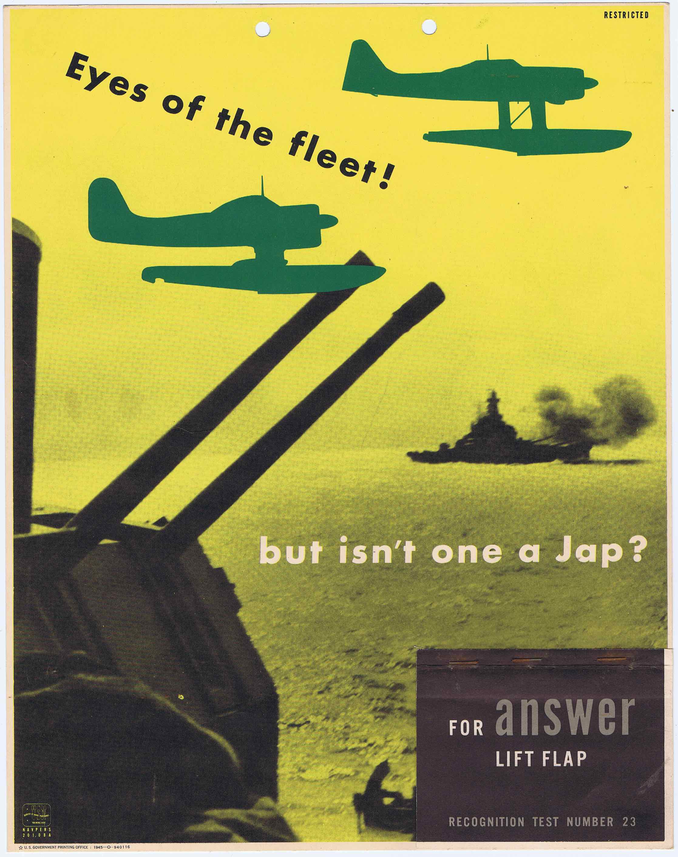 J317	EYES OF THE FLEET - BUT ISN’T ONE A JAP? - U.S. ARMY AIR FORCE RECOGNITION POSTER